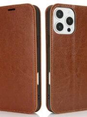 Crazy Horse Texture Leather Wallet iPhone Case Light Brown by The Case Factory