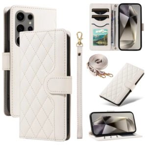 Shoulder & Wrist Strap Leather Wallet Case For Samsung Galaxy S25 Series White by The Case Factory