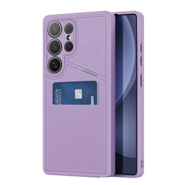Leather Card Slots Samsung Galaxy S25 S24 Series Case | RFID Blocking & Kickstand Purple by The Case Factory