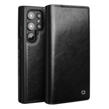 Premium Genuine Leather Wallet Case For Samsung Galaxy S22-S25 Flip Cover Black by The Case Factory