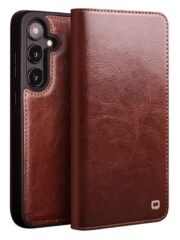Premium Genuine Leather Wallet Case For Samsung Galaxy S25+ Flip Cover Brown S25+ by The Case Factory