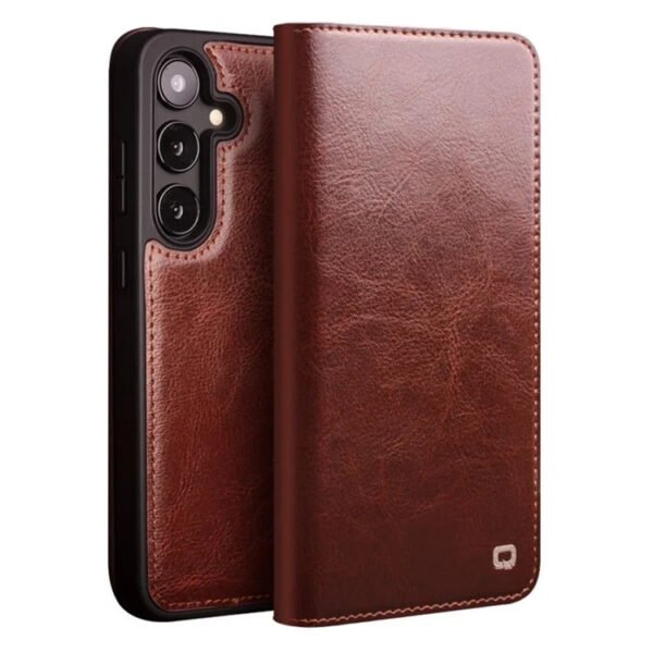 Premium Genuine Leather Wallet Case For Samsung Galaxy S25+ Flip Cover Brown S25+ by The Case Factory