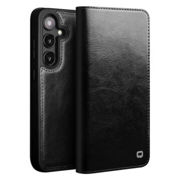 Premium Genuine Leather Wallet Case For Samsung Galaxy S25+ Flip Cover Black S25+ by The Case Factory