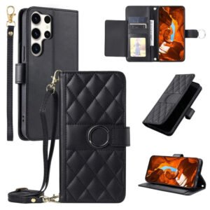Ring Lock Crossbody Shoulder Strap Wallet Case For Samsung S25 S24 S23 S22 Series Black by The Case Factory