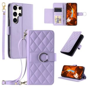 Ring Lock Crossbody Shoulder Strap Wallet Case For Samsung S25 S24 S23 S22 Series Purple by The Case Factory