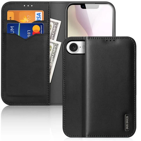 Leather RFID Blocking Wallet iPhone Case Black For iPhone 16e by The Case Factory