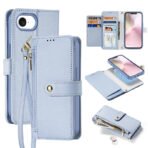 LAWA Detachable Magnetic Leather Wallet Case For iPhone Flip Cover Blue For iPhone 16e by The Case Factory