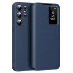 Premium Leather Flip Case For Samsung Galaxy S Series | With Smart Window & Card Slot Dark Blue by The Case Factory