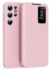 Premium Leather Flip Case For Samsung Galaxy S Series | With Smart Window & Card Slot Pink by The Case Factory
