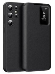 Premium Leather Flip Case For Samsung Galaxy S Series | With Smart Window & Card Slot Black by The Case Factory