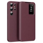Premium Leather Flip Case For Samsung Galaxy S Series | With Smart Window & Card Slot Wine Red by The Case Factory
