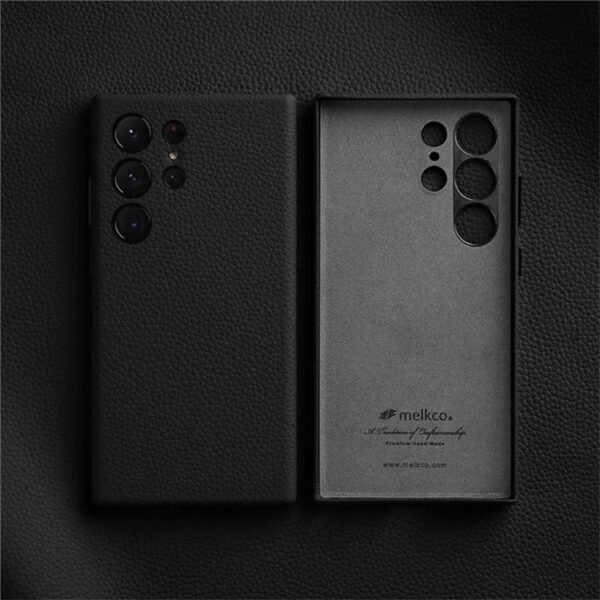 Melkco Bovine Leather Case For Samsung Galaxy S24 Ultra Black For S24 Ultra by The Case Factory