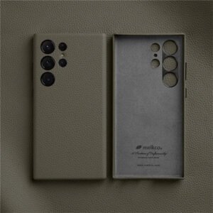 Melkco Bovine Leather Case For Samsung Galaxy S24 Ultra Elephant Gray For S24 Ultra by The Case Factory