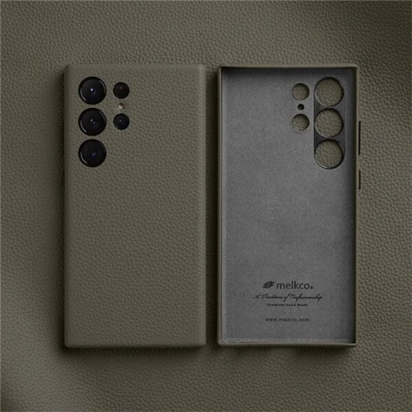 Melkco Bovine Leather Case For Samsung Galaxy S24 Ultra Elephant Gray For S24 Ultra by The Case Factory