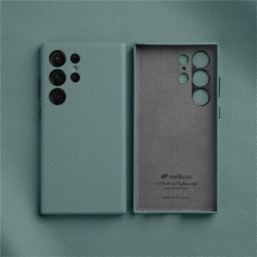 Melkco Bovine Leather Case For Samsung Galaxy S24 Ultra Linen Blue For S24 Ultra by The Case Factory