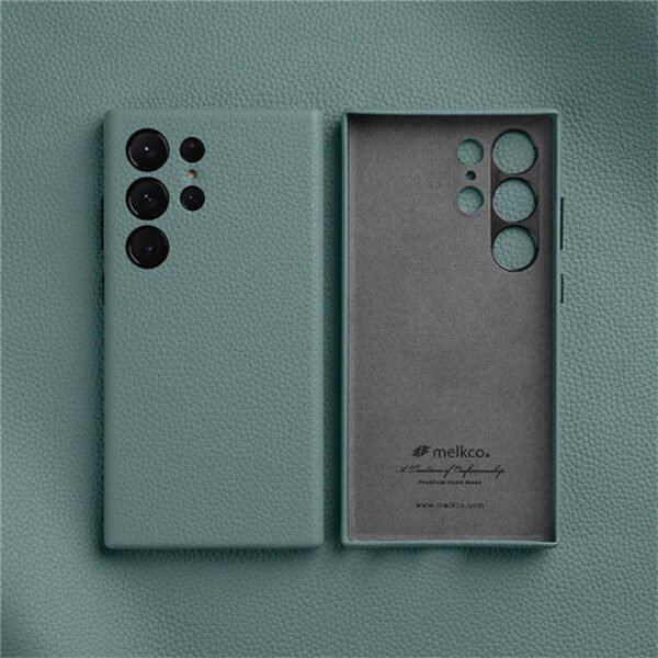 Melkco Bovine Leather Case For Samsung Galaxy S24 Ultra Linen Blue For S24 Ultra by The Case Factory