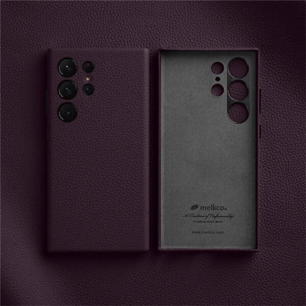 Melkco Bovine Leather Case For Samsung Galaxy S24 Ultra Purple For S24 Ultra by The Case Factory