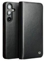 Premium Genuine Leather Wallet Case For Samsung Galaxy S25+ Flip Cover Matte Black S25+ by The Case Factory