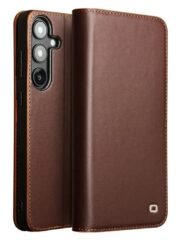 Premium Genuine Leather Wallet Case For Samsung Galaxy S25+ Flip Cover Matte Brown S25+ by The Case Factory