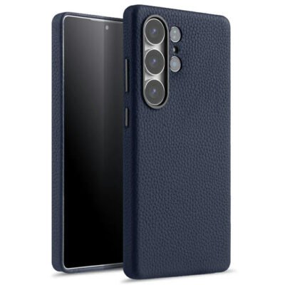Melkco Bovine Leather Case For Samsung Galaxy S25 Ultra Dark Blue For S25 Ultra by The Case Factory