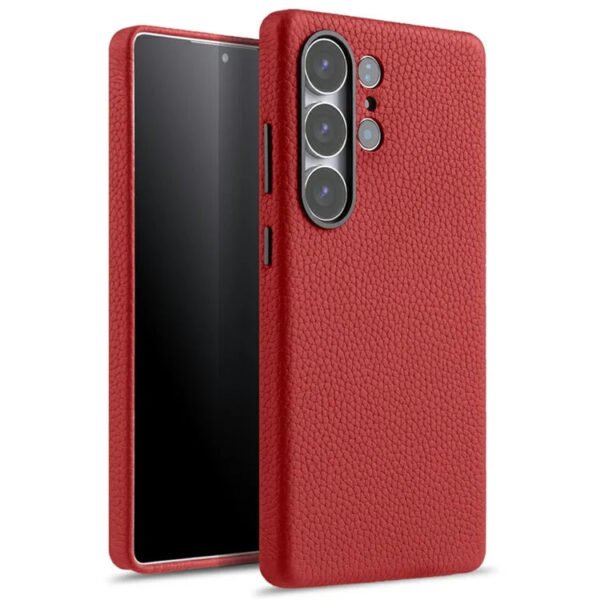 Melkco Bovine Leather Case For Samsung Galaxy S25 Ultra Red For S25 Ultra by The Case Factory