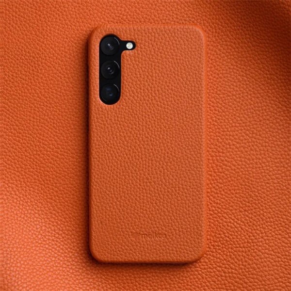 Melkco Half-Wrap Bovine Leather Case For Samsung Galaxy S22/S23/24/S25 Series Orange by The Case Factory