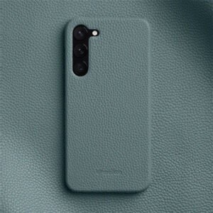 Melkco Half-Wrap Bovine Leather Case For Samsung Galaxy S22/S23/24/S25 Series Linen Blue by The Case Factory