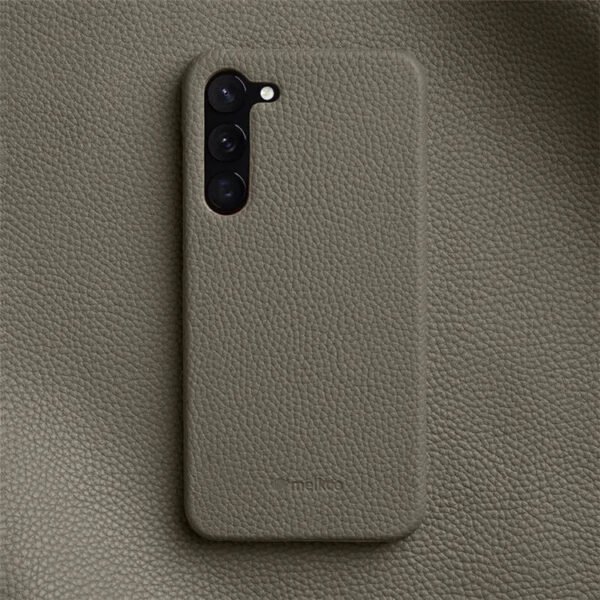Melkco Half-Wrap Bovine Leather Case For Samsung Galaxy S22/S23/24/S25 Series Elephant Gray by The Case Factory