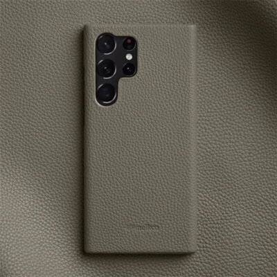 Melkco Half-Wrap Bovine Leather Case For Samsung Galaxy S22/S23/24/S25 Series Elephant Gray by The Case Factory