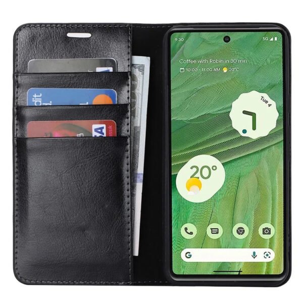 Genuine Cowhide Leather Flip Wallet Case For Google Pixel Black by The Case Factory