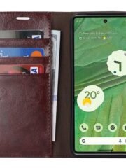 Genuine Cowhide Leather Flip Wallet Case For Google Pixel Dark Brown by The Case Factory