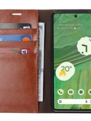Genuine Cowhide Leather Flip Wallet Case For Google Pixel Light Brown by The Case Factory