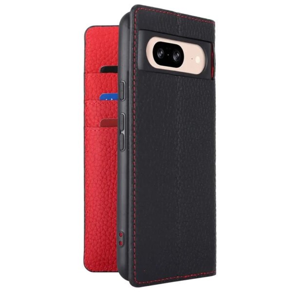Premium Litchi Bovine Leather Flip Wallet Case For Google Pixel Black by The Case Factory