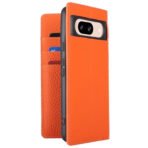 Premium Litchi Bovine Leather Flip Wallet Case For Google Pixel Orange by The Case Factory