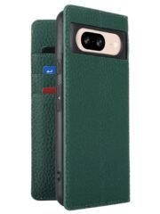 Premium Litchi Bovine Leather Flip Wallet Case For Google Pixel Green by The Case Factory