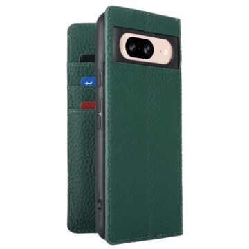 Premium Litchi Bovine Leather Flip Wallet Case For Google Pixel Green by The Case Factory