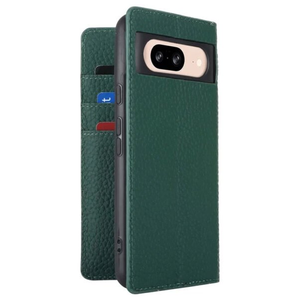 Premium Litchi Bovine Leather Flip Wallet Case For Google Pixel Green by The Case Factory