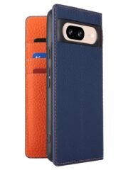Premium Litchi Bovine Leather Flip Wallet Case For Google Pixel Dark Blue by The Case Factory
