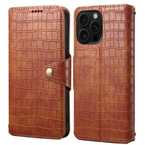 Denior Crocodile Texture Oil Edge Leather Phone Case, For iPhone 16 Pro Max, For iPhone 16 Pro, For iPhone 16 Plus, For iPhone 16, For iPhone 15 Pro Max, For iPhone 15 Pro, For iPhone 15 Plus, For iPhone 15, For iPhone 14 Plus, For iPhone 14... For iPhone 16 Pro Max Brown by The Case Factory