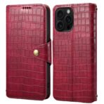 Denior Crocodile Texture Oil Edge Leather Phone Case, For iPhone 16 Pro Max, For iPhone 16 Pro, For iPhone 16 Plus, For iPhone 16, For iPhone 15 Pro Max, For iPhone 15 Pro, For iPhone 15 Plus, For iPhone 15, For iPhone 14 Plus, For iPhone 14... For iPhone 16 Pro Max Rose Red by The Case Factory