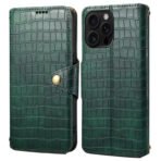 Denior Crocodile Texture Oil Edge Leather Phone Case, For iPhone 16 Pro Max, For iPhone 16 Pro, For iPhone 16 Plus, For iPhone 16, For iPhone 15 Pro Max, For iPhone 15 Pro, For iPhone 15 Plus, For iPhone 15, For iPhone 14 Plus, For iPhone 14... For iPhone 16 Pro Max Green by The Case Factory