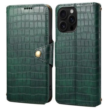 Denior Crocodile Texture Oil Edge Leather Phone Case, For iPhone 16 Pro Max, For iPhone 16 Pro, For iPhone 16 Plus, For iPhone 16, For iPhone 15 Pro Max, For iPhone 15 Pro, For iPhone 15 Plus, For iPhone 15, For iPhone 14 Plus, For iPhone 14... For iPhone 16 Pro Max Green by The Case Factory
