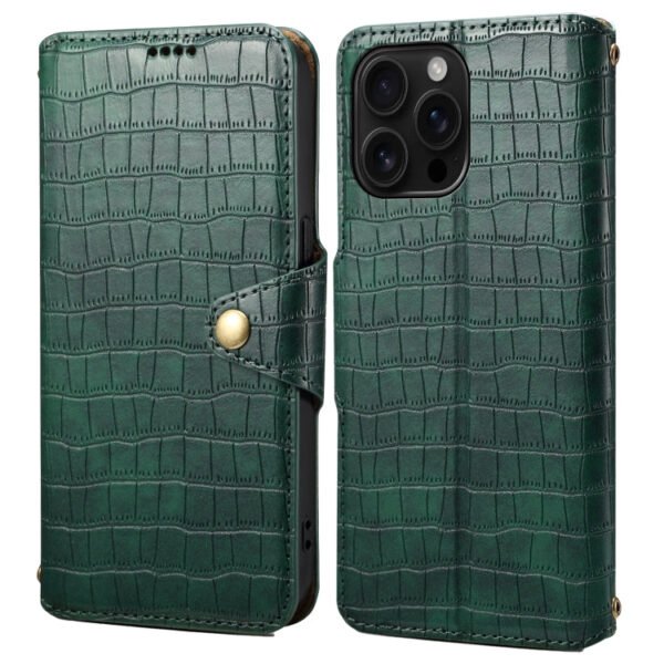 Denior Crocodile Texture Oil Edge Leather Phone Case, For iPhone 16 Pro Max, For iPhone 16 Pro, For iPhone 16 Plus, For iPhone 16, For iPhone 15 Pro Max, For iPhone 15 Pro, For iPhone 15 Plus, For iPhone 15, For iPhone 14 Plus, For iPhone 14... For iPhone 16 Pro Max Green by The Case Factory