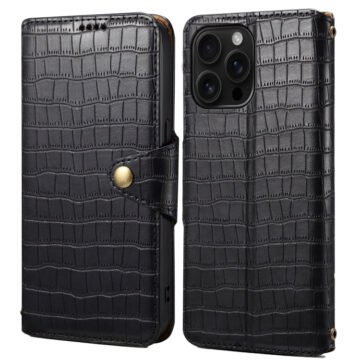 Denior Crocodile Texture Oil Edge Leather Phone Case, For iPhone 16 Pro Max, For iPhone 16 Pro, For iPhone 16 Plus, For iPhone 16, For iPhone 15 Pro Max, For iPhone 15 Pro, For iPhone 15 Plus, For iPhone 15, For iPhone 14 Plus, For iPhone 14... For iPhone 16 Pro Max Black by The Case Factory