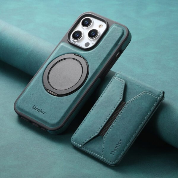 Denior D18 Skin Feel Rotating Holder MagSafe Detachable Card Slot Phone Case, For iPhone 16 Pro Max, For iPhone 16 Pro, For iPhone 16 Plus, For iPhone 16, For iPhone 15 Pro Max, For iPhone 15 Pro, For iPhone 15 Plus / 14 Plus, For iPhone 15... by The Case Factory