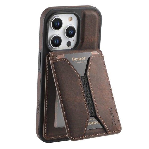 Denior D18 Skin Feel Rotating Holder MagSafe Detachable Card Slot Phone Case, For iPhone 16 Pro Max, For iPhone 16 Pro, For iPhone 16 Plus, For iPhone 16, For iPhone 15 Pro Max, For iPhone 15 Pro, For iPhone 15 Plus / 14 Plus, For iPhone 15... by The Case Factory