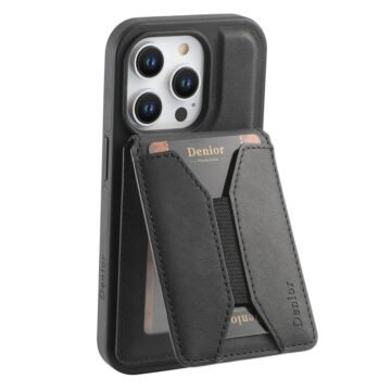 Denior D18 Skin Feel Rotating Holder MagSafe Detachable Card Slot Phone Case, For iPhone 16 Pro Max, For iPhone 16 Pro, For iPhone 16 Plus, For iPhone 16, For iPhone 15 Pro Max, For iPhone 15 Pro, For iPhone 15 Plus / 14 Plus, For iPhone 15������������... For iPhone 16 Pro Max Brown by The Case Factory