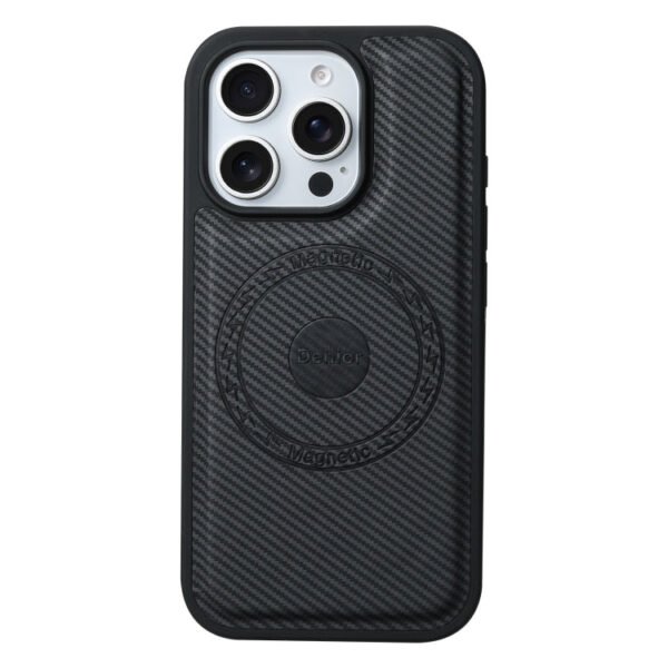 Denior Carbon Fiber Texture Leather MagSafe Phone Case, For iPhone 16 Pro Max, For iPhone 16 Pro, For iPhone 16 Plus, For iPhone 16 by The Case Factory