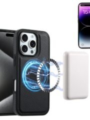 Denior Carbon Fiber Texture Leather MagSafe Phone Case, For iPhone 16 Pro Max, For iPhone 16 Pro, For iPhone 16 Plus, For iPhone 16 by The Case Factory