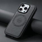 Denior Carbon Fiber Texture Leather MagSafe Phone Case, For iPhone 16 Pro Max, For iPhone 16 Pro, For iPhone 16 Plus, For iPhone 16 by The Case Factory